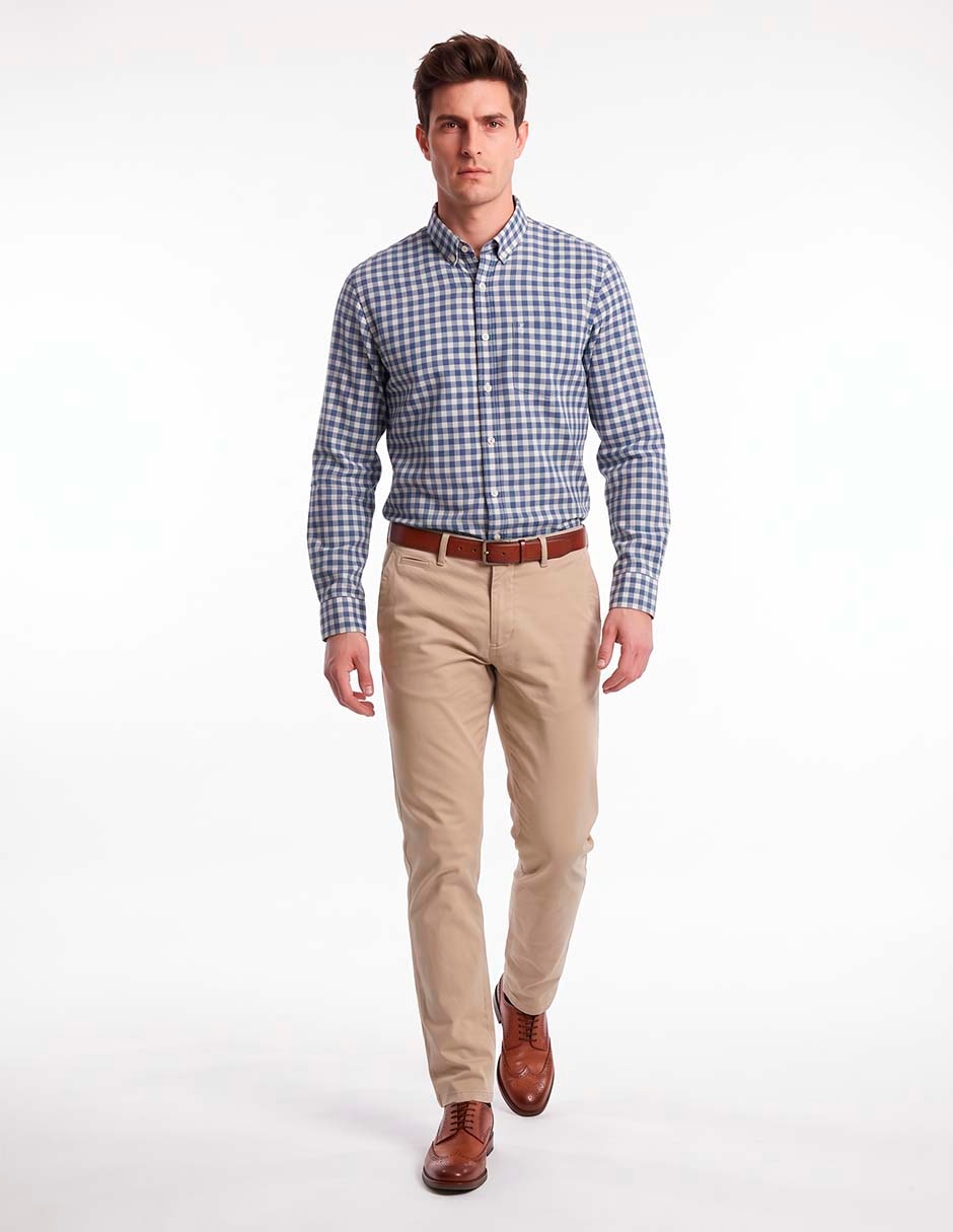 Camisa casual de algodón manga larga para hombre