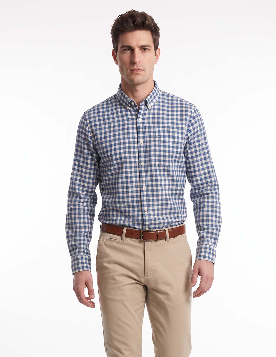 Camisa casual de algodón manga larga para hombre