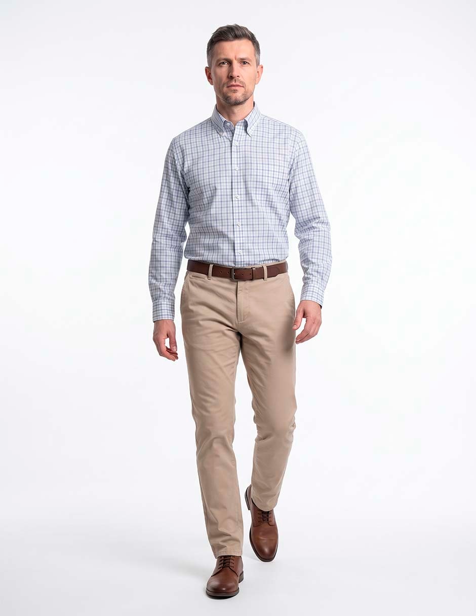 Camisa casual de algodón manga larga para hombre Camisa casual de algodón manga larga para hombre