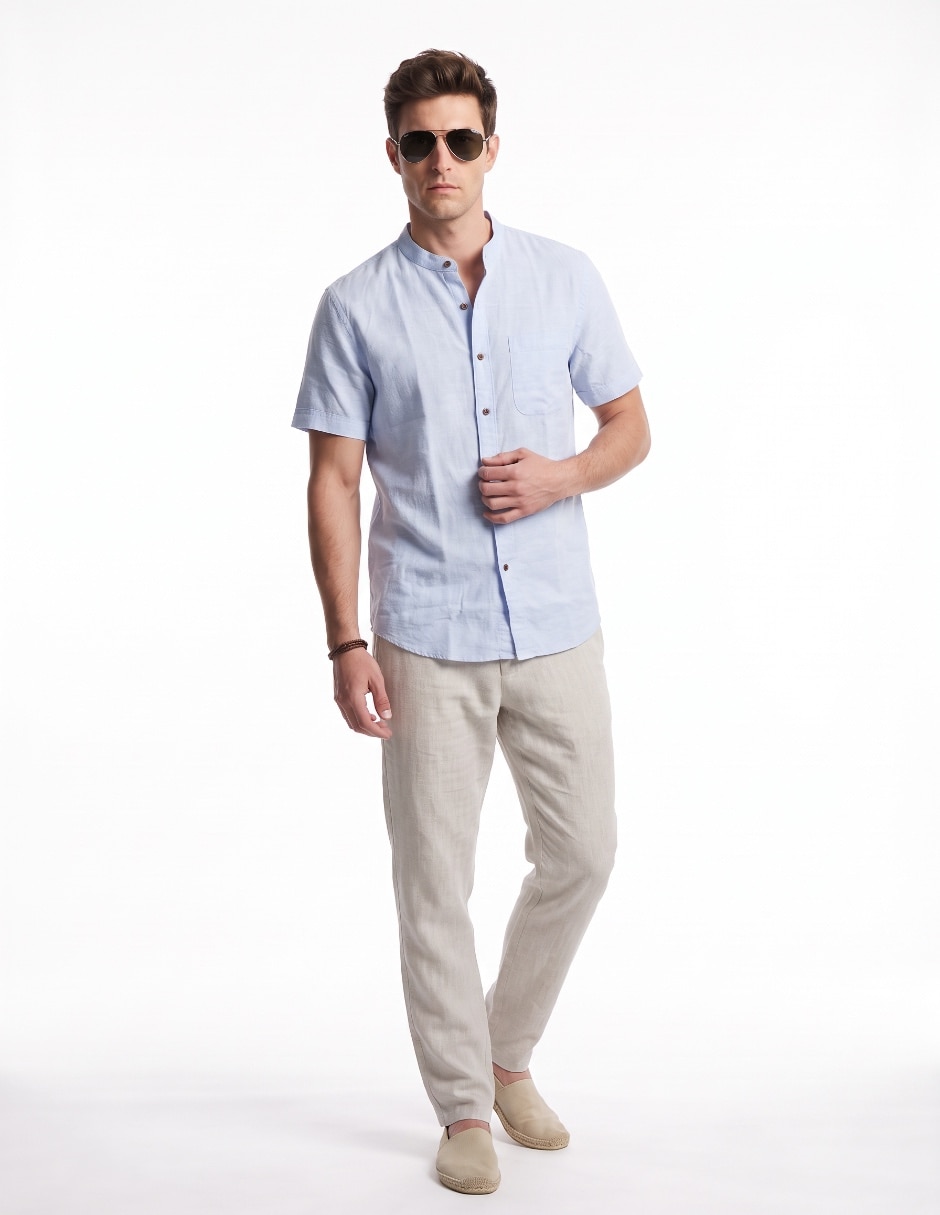 Camisa/Sobrecamisa Formal de (si aplica) Algodón y lino manga Corta para hombre 3