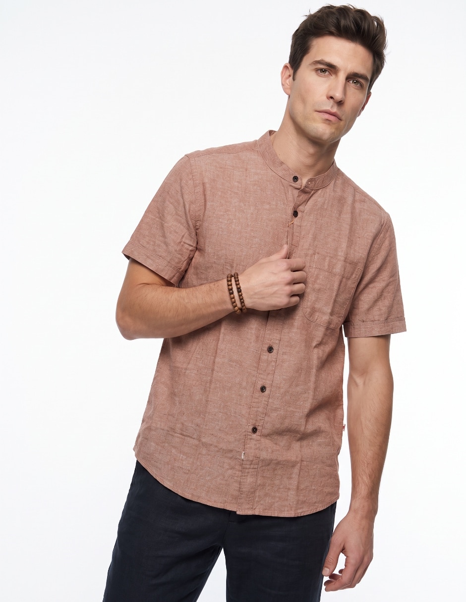 Camisa/Sobrecamisa Formal de (si aplica) Algodón y lino manga Corta para hombre
