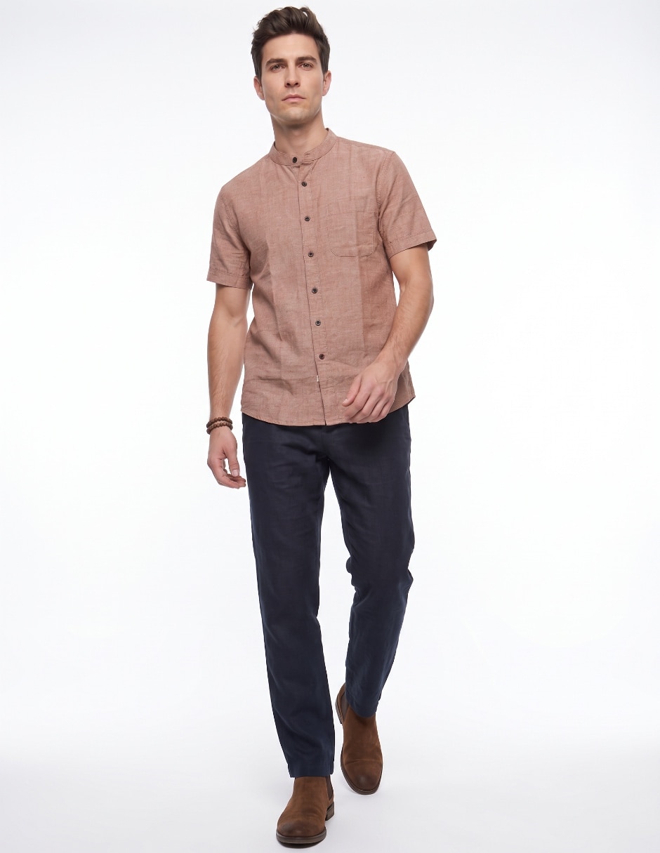 Camisa/Sobrecamisa Formal de (si aplica) Algodón y lino manga Corta para hombre 3