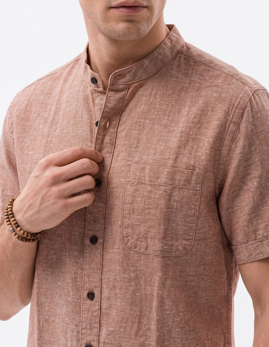 Camisa/Sobrecamisa Formal de (si aplica) Algodón y lino manga Corta para hombre 4