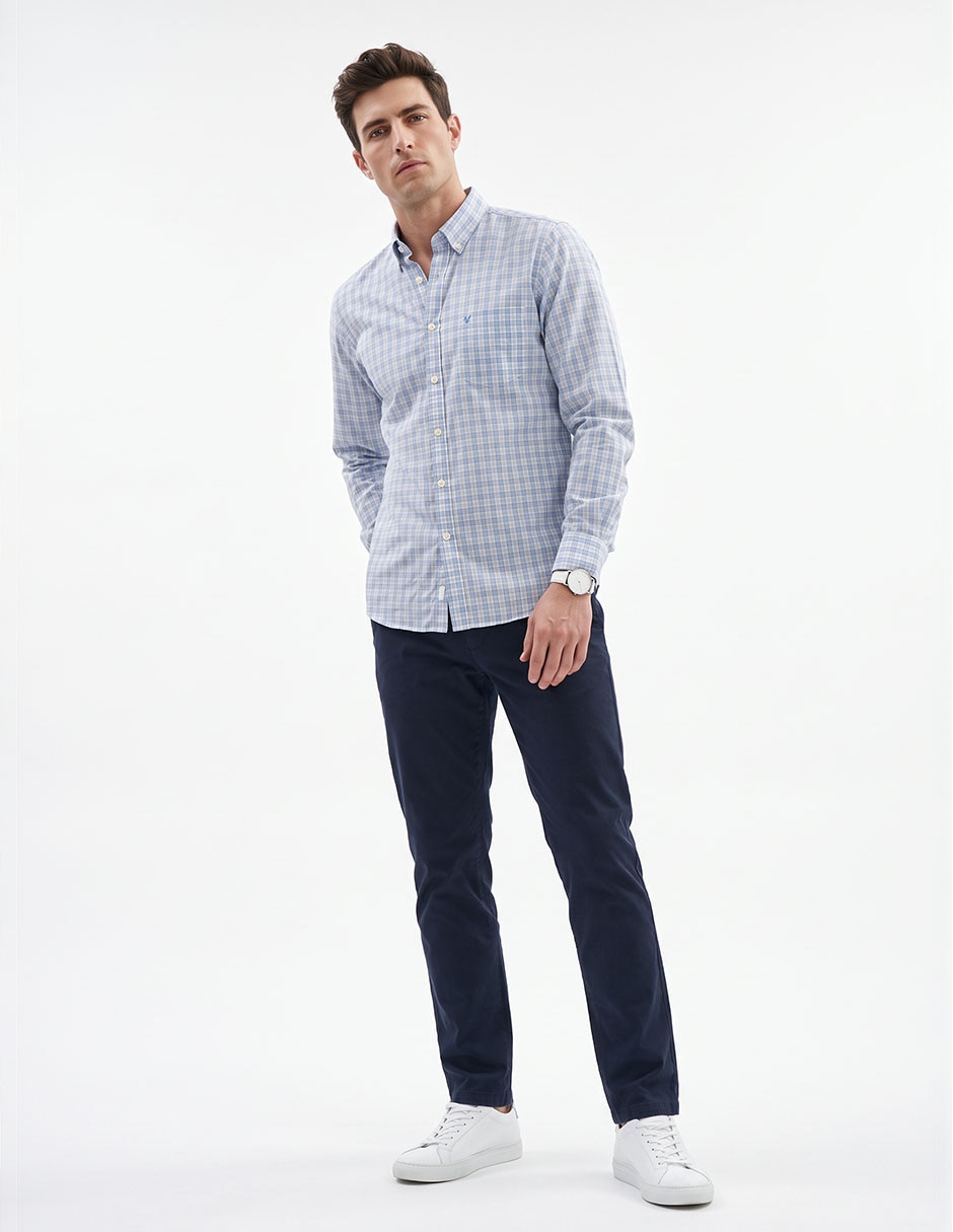 Camisa casual de algodón manga larga para hombre