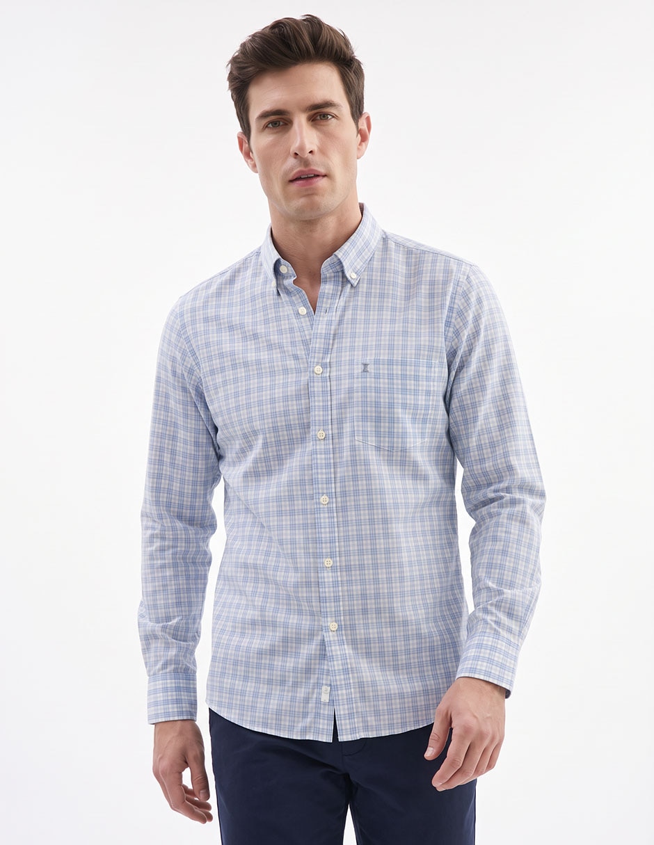 Camisa casual de algodón manga larga para hombre
