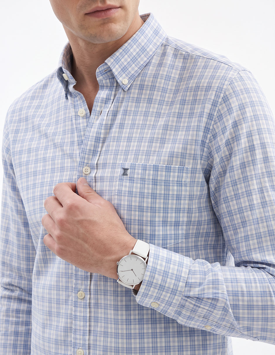 Camisa casual de algodón manga larga para hombre