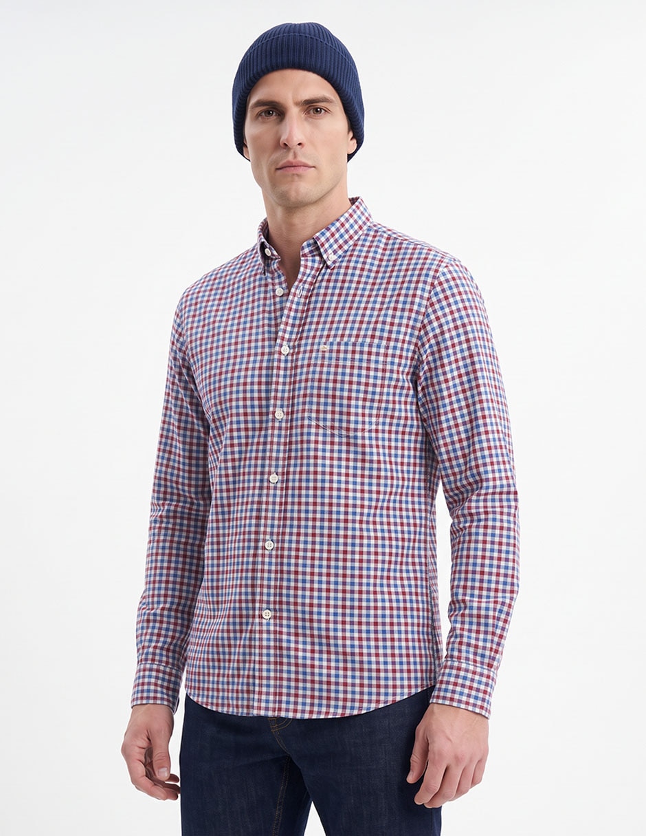 Camisa casual de algodón manga larga para hombre