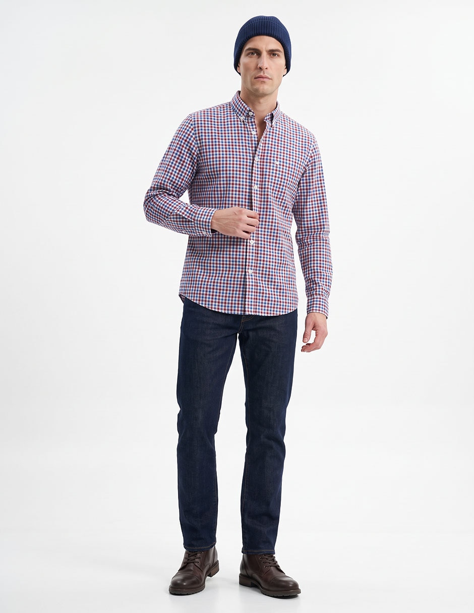 Camisa casual de algodón manga larga para hombre