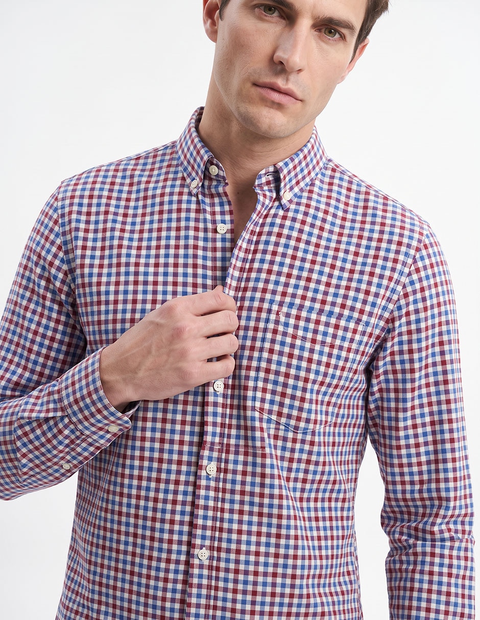Camisa casual de algodón manga larga para hombre