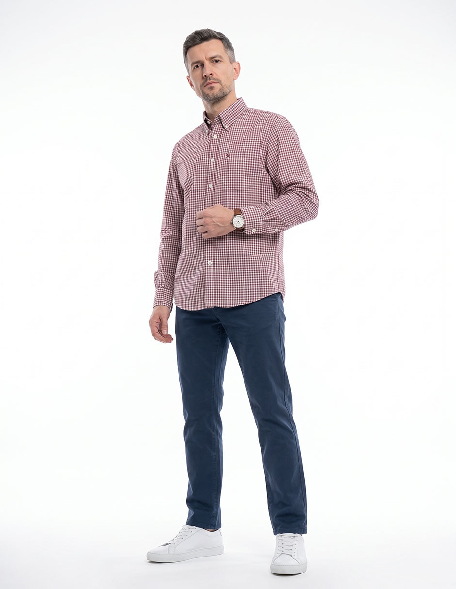 Camisa casual de algodón manga larga para hombre
