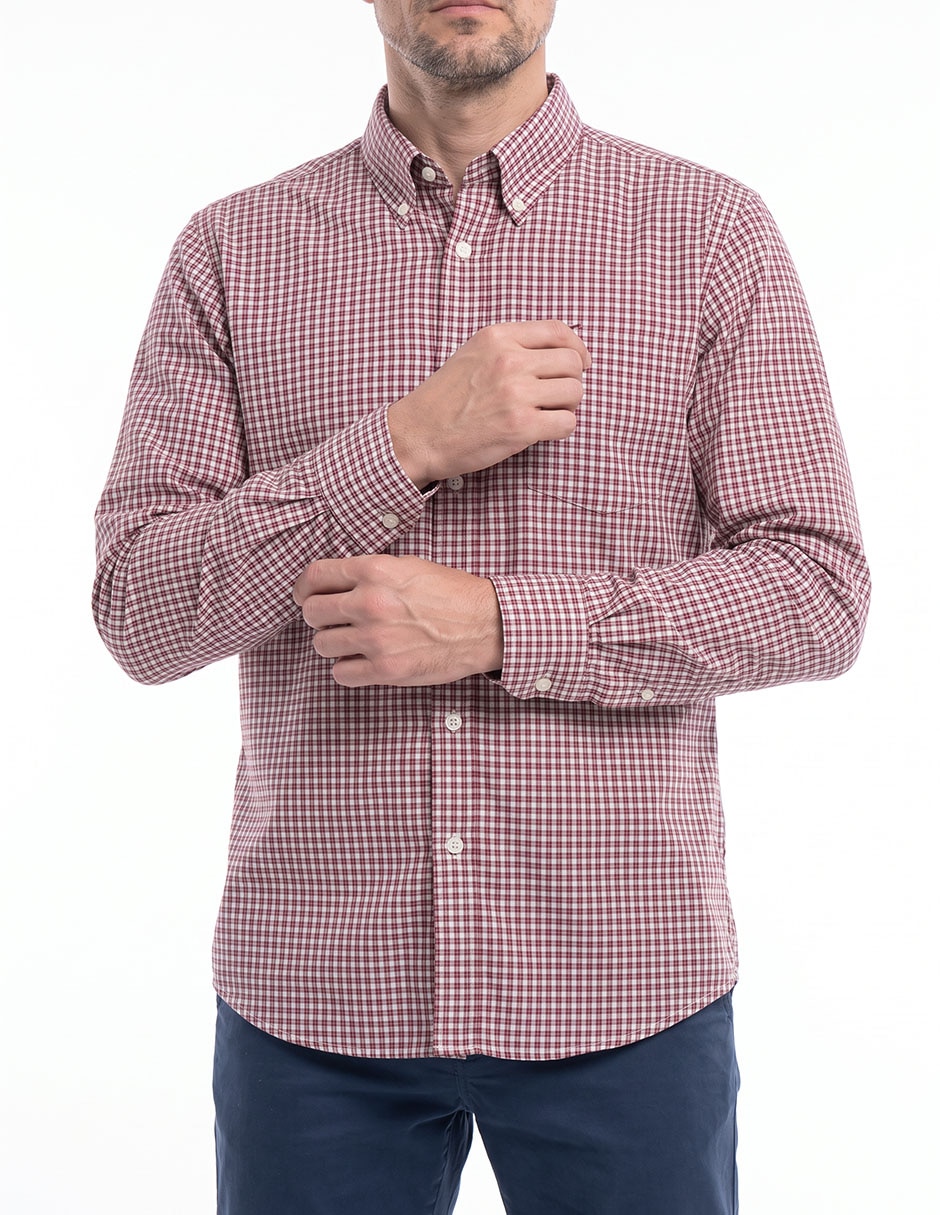 Camisa casual de algodón manga larga para hombre