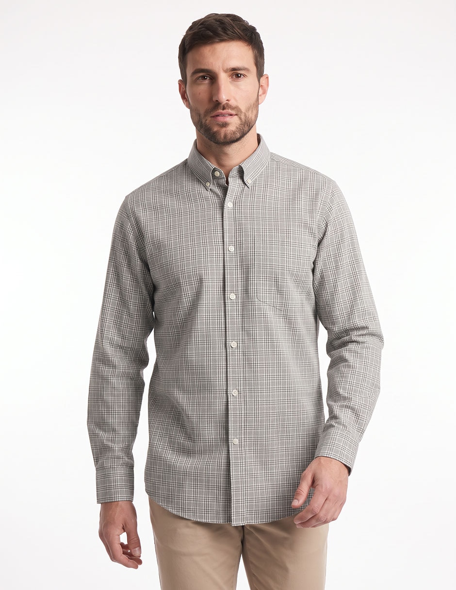 Camisa casual de algodón manga larga para hombre