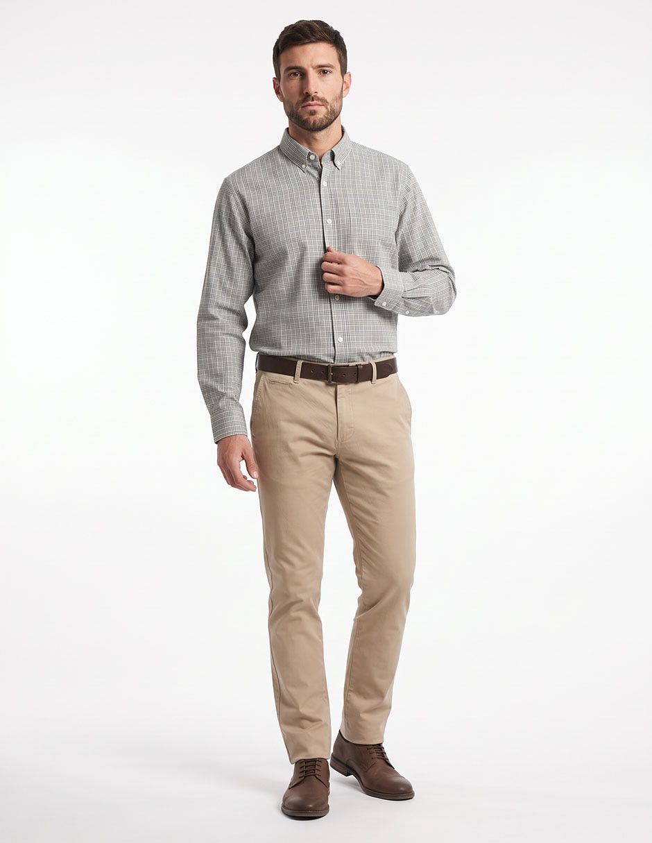 Camisa casual de algodón manga larga para hombre