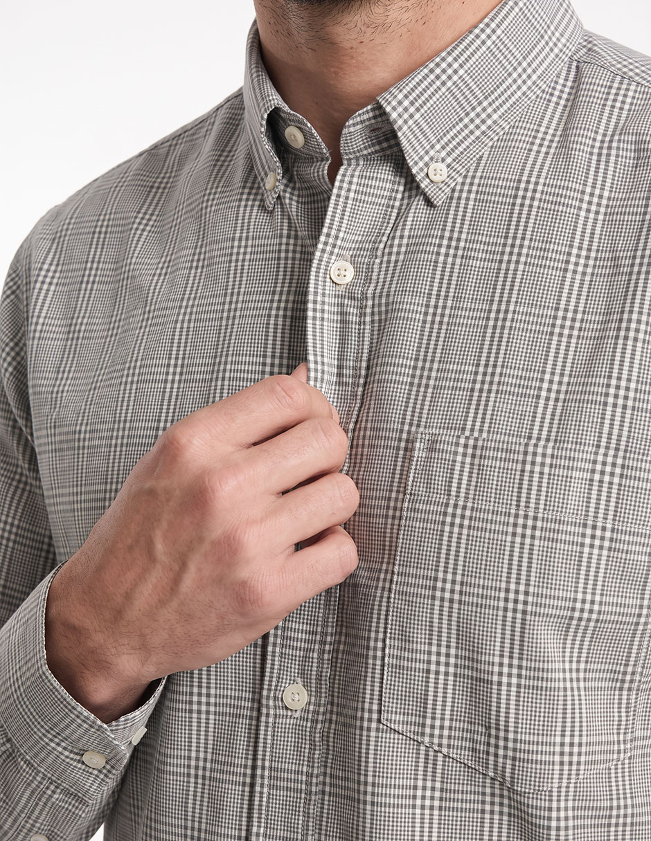 Camisa casual de algodón manga larga para hombre