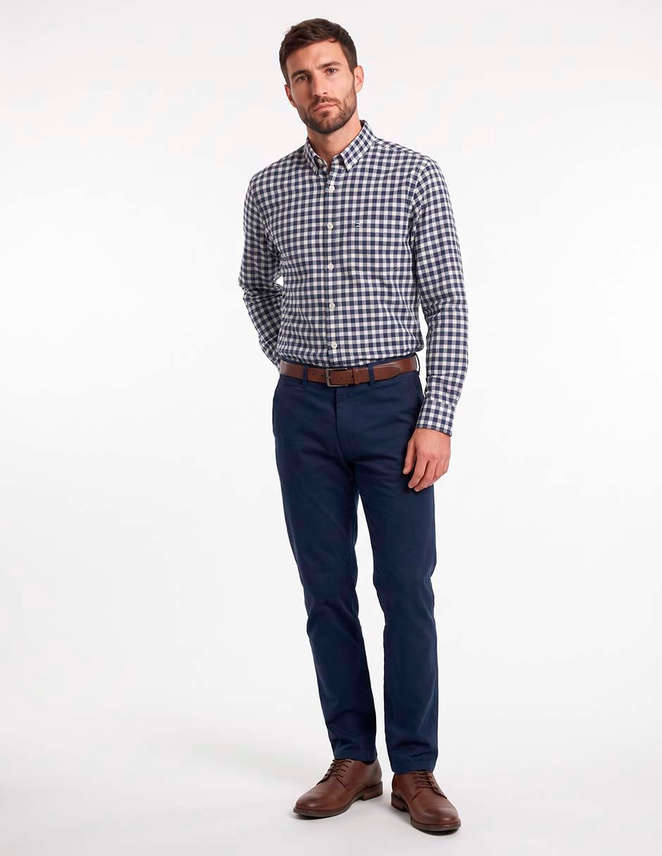 Camisa casual de algodón manga larga para hombre