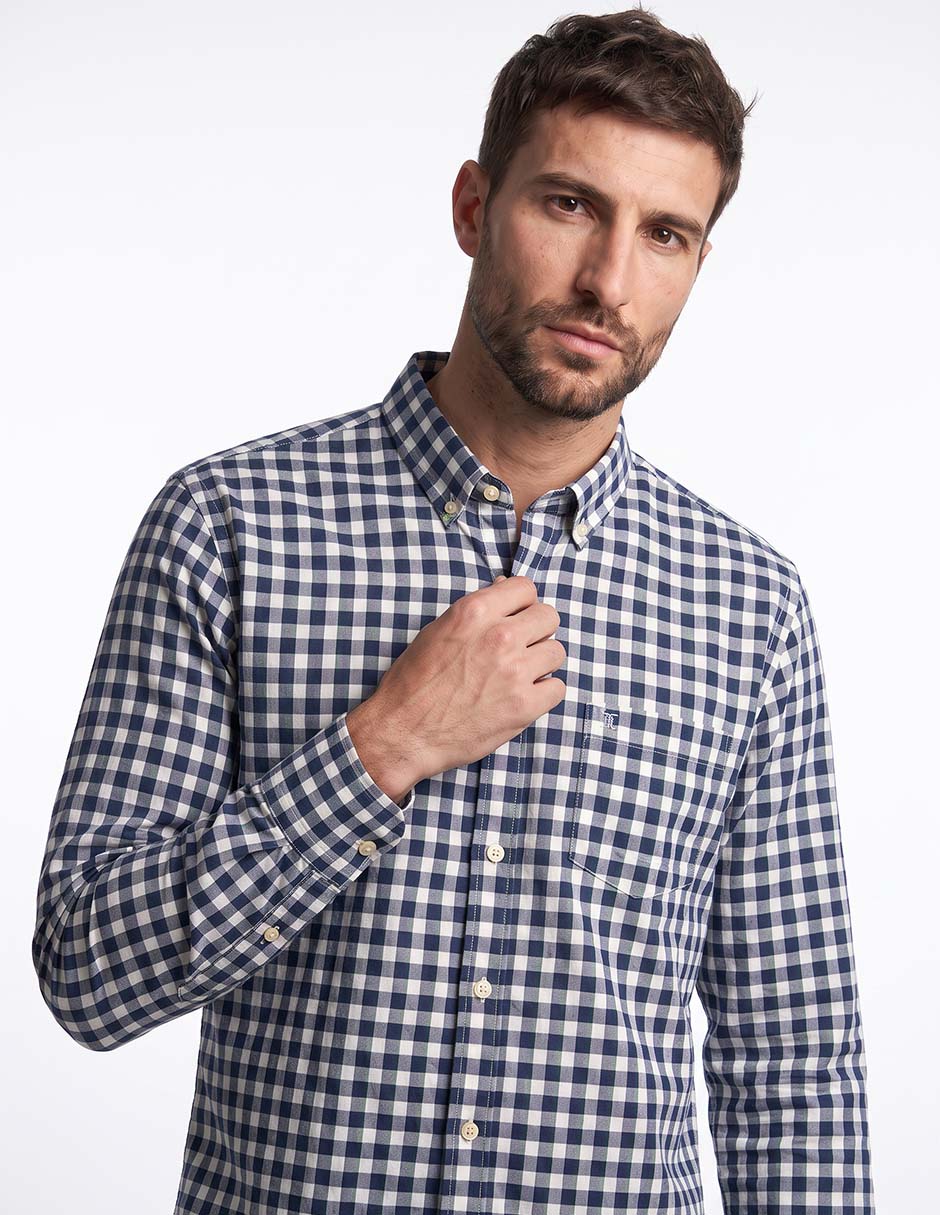 Camisa casual de algodón manga larga para hombre