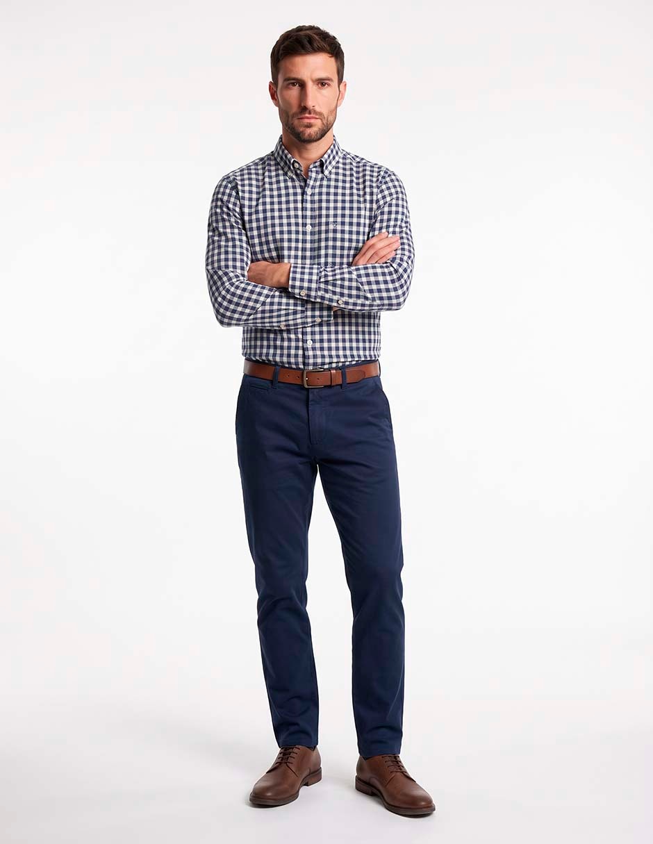 Camisa casual de algodón manga larga para hombre