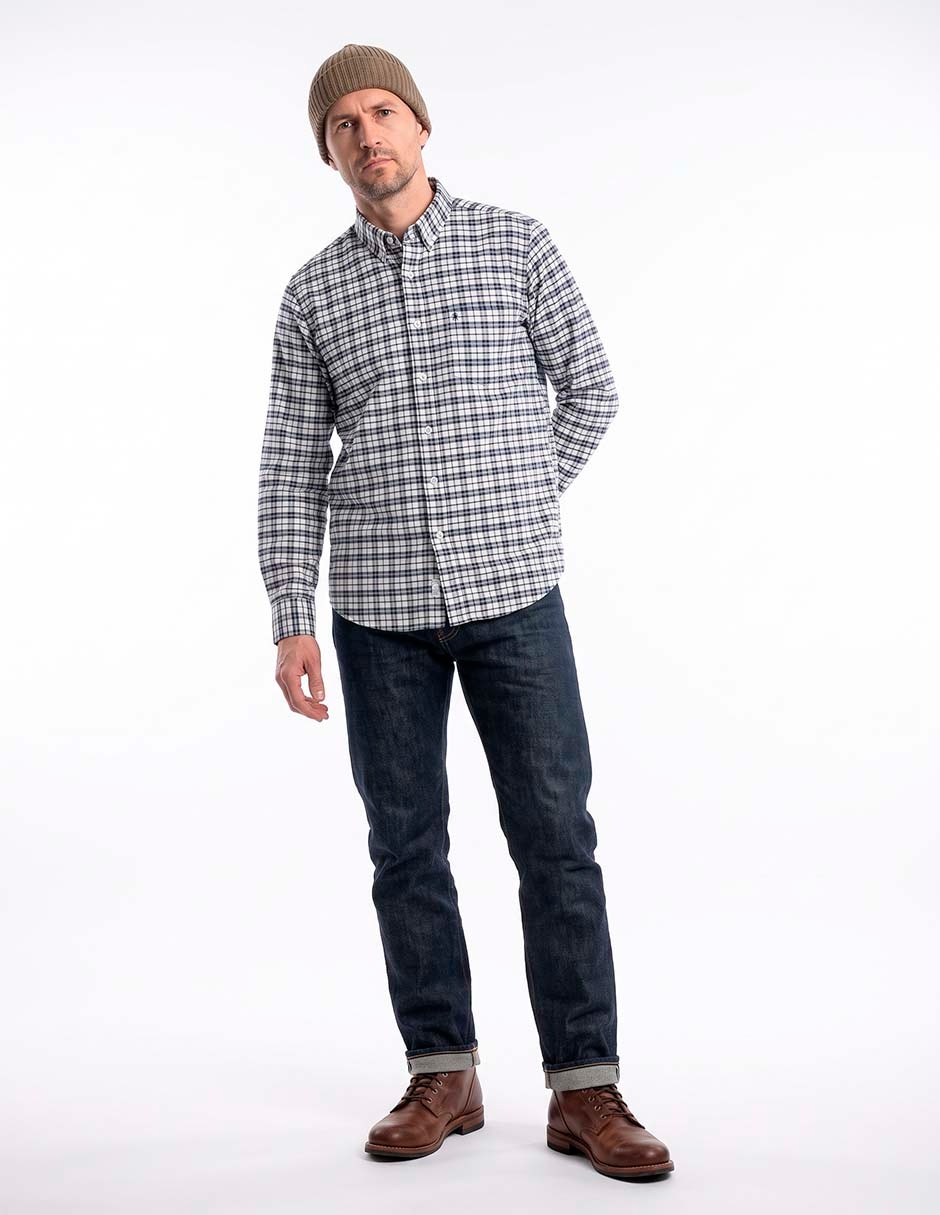 Camisa casual de algodón manga larga para hombre
