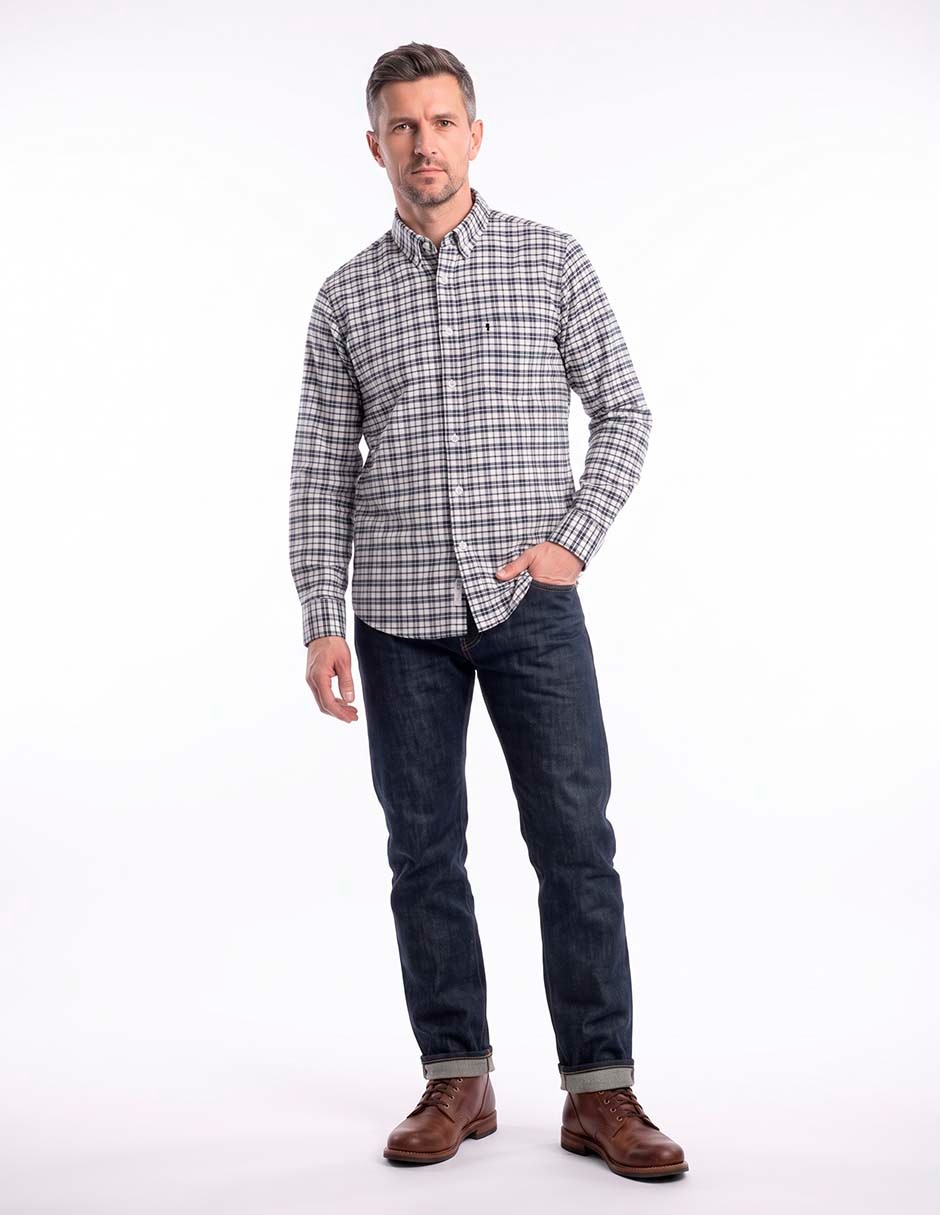 Camisa casual de algodón manga larga para hombre