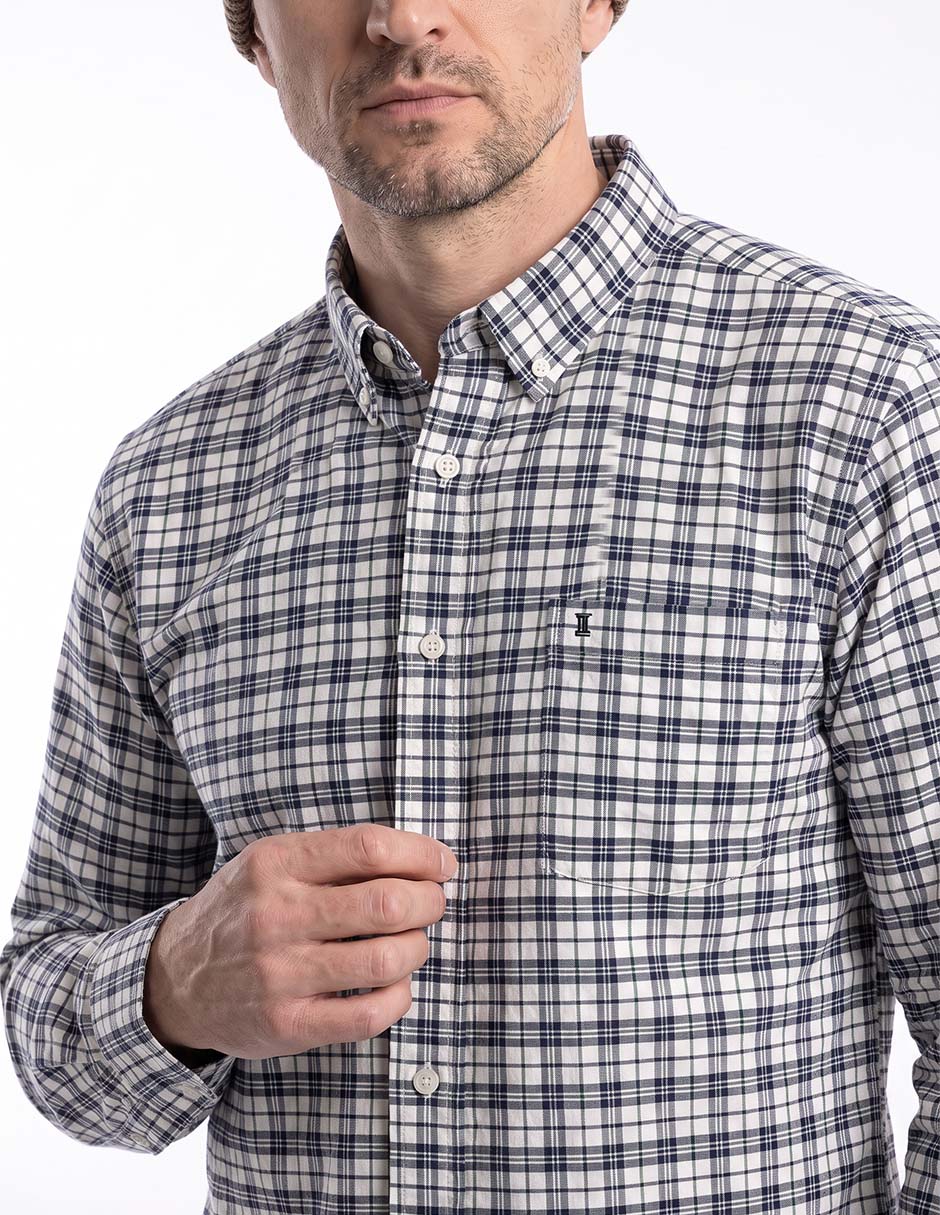 Camisa casual de algodón manga larga para hombre