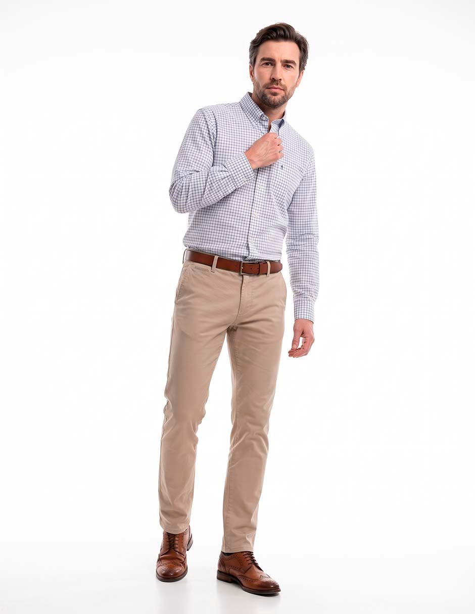 Camisa casual de algodón manga larga para hombre