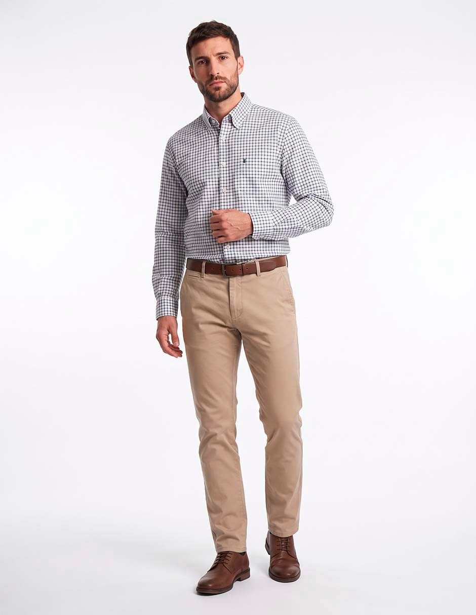 Camisa casual de algodón manga larga para hombre