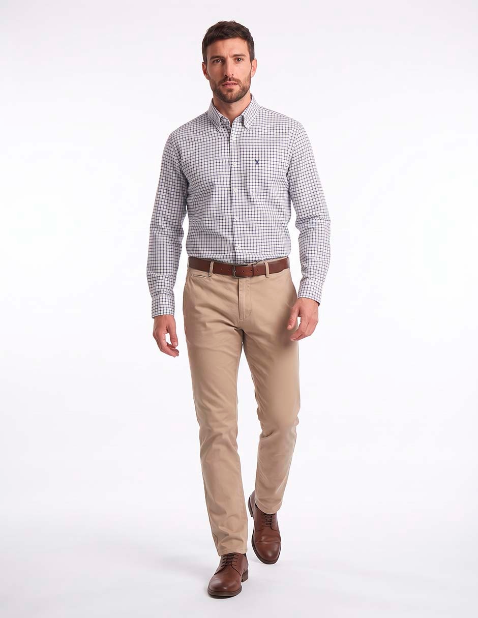 Camisa casual de algodón manga larga para hombre