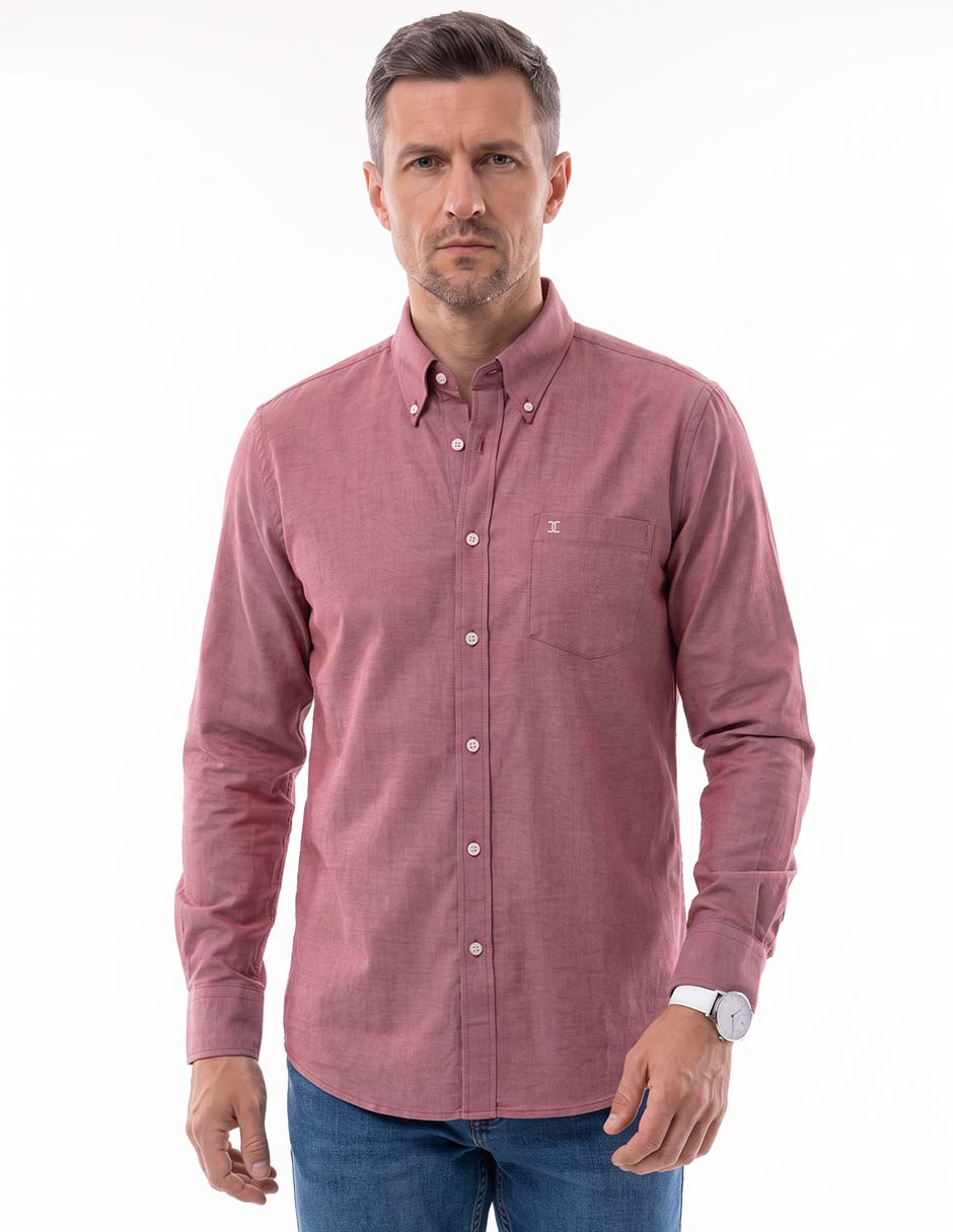 Camisa casual de algodón manga larga para hombre