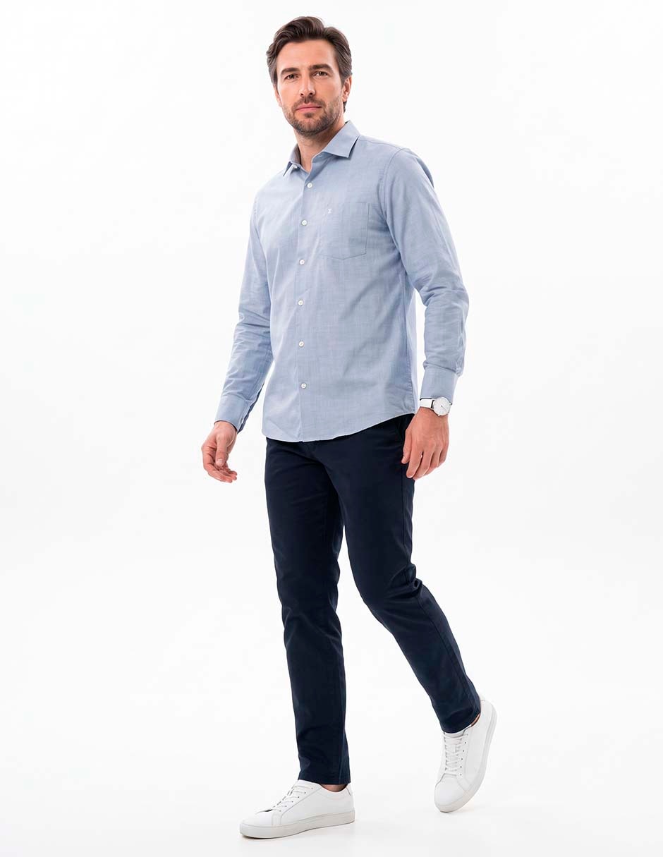 Camisa casual de algodón manga larga para hombre