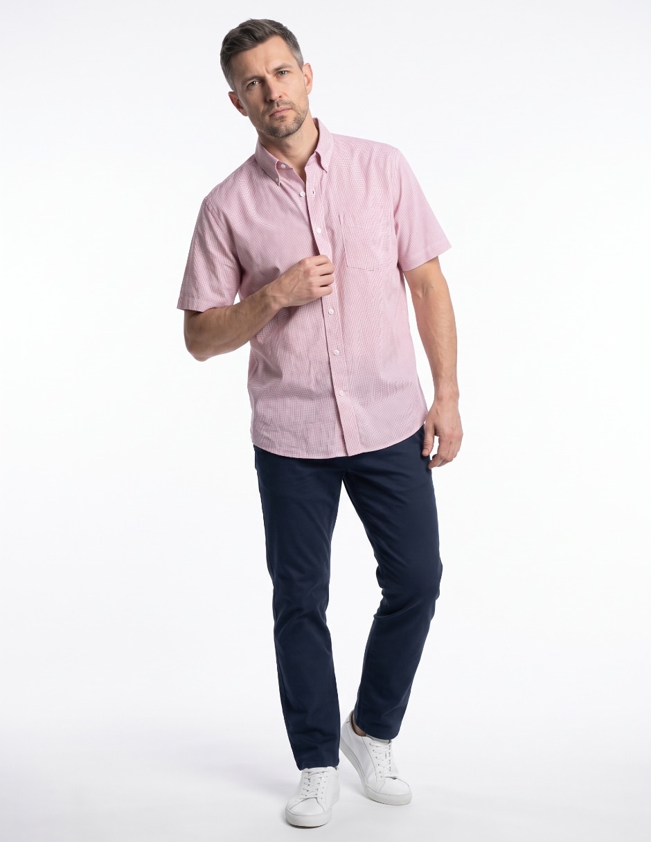 Camisa casual de algodón manga corta para hombre