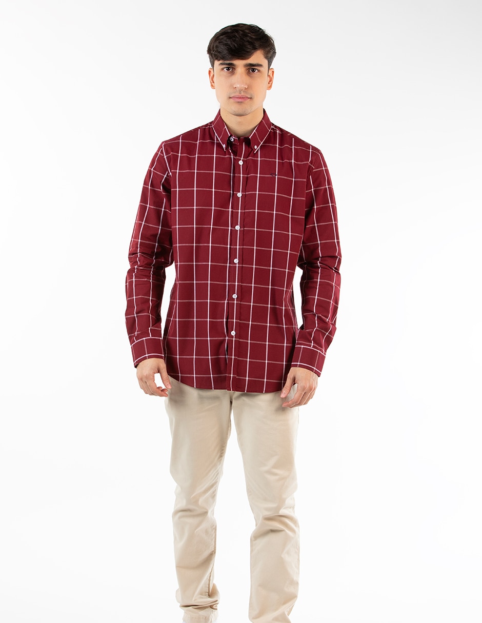 Camisa casual de algodón manga larga para hombre