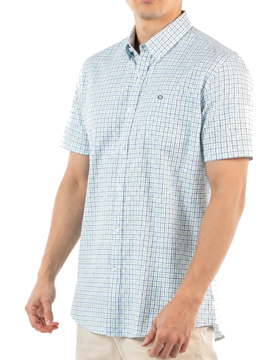 Camisa casual oscar de la renta de algodón manga corta para hombre 4