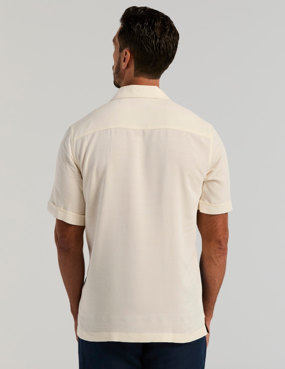 Camisa/sobrecamisa casual de viscosa manga corta para hombre 2