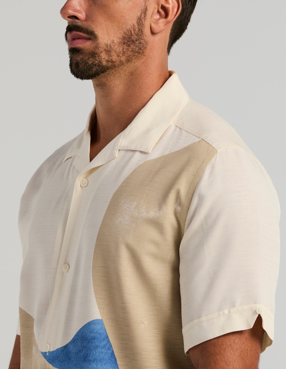 Camisa/sobrecamisa casual de viscosa manga corta para hombre 3