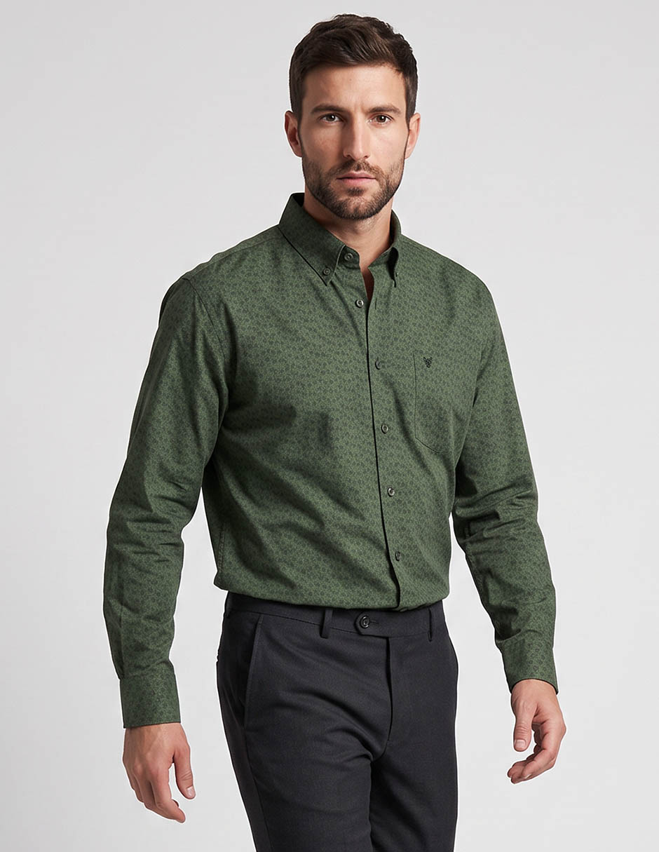 Camisa business casual manga larga para hombre