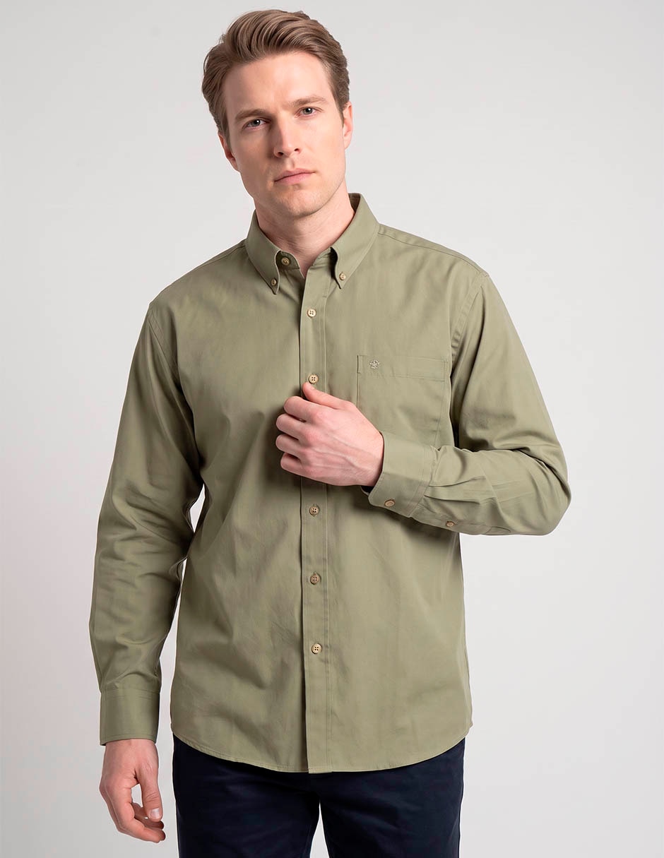 Camisa casual de algodón manga larga para hombre