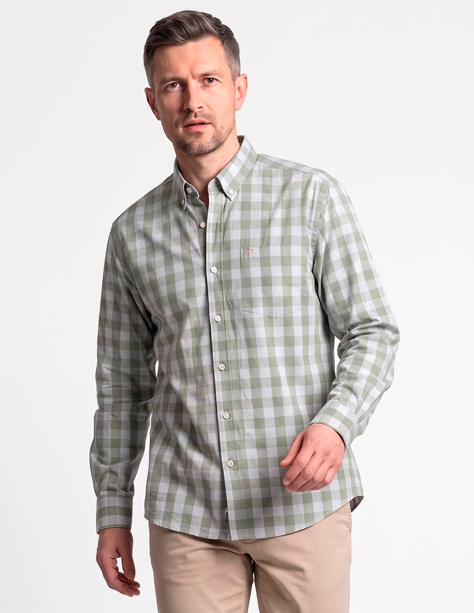 Camisa casual de algodón manga larga para hombre Camisa casual de algodón manga larga para hombre