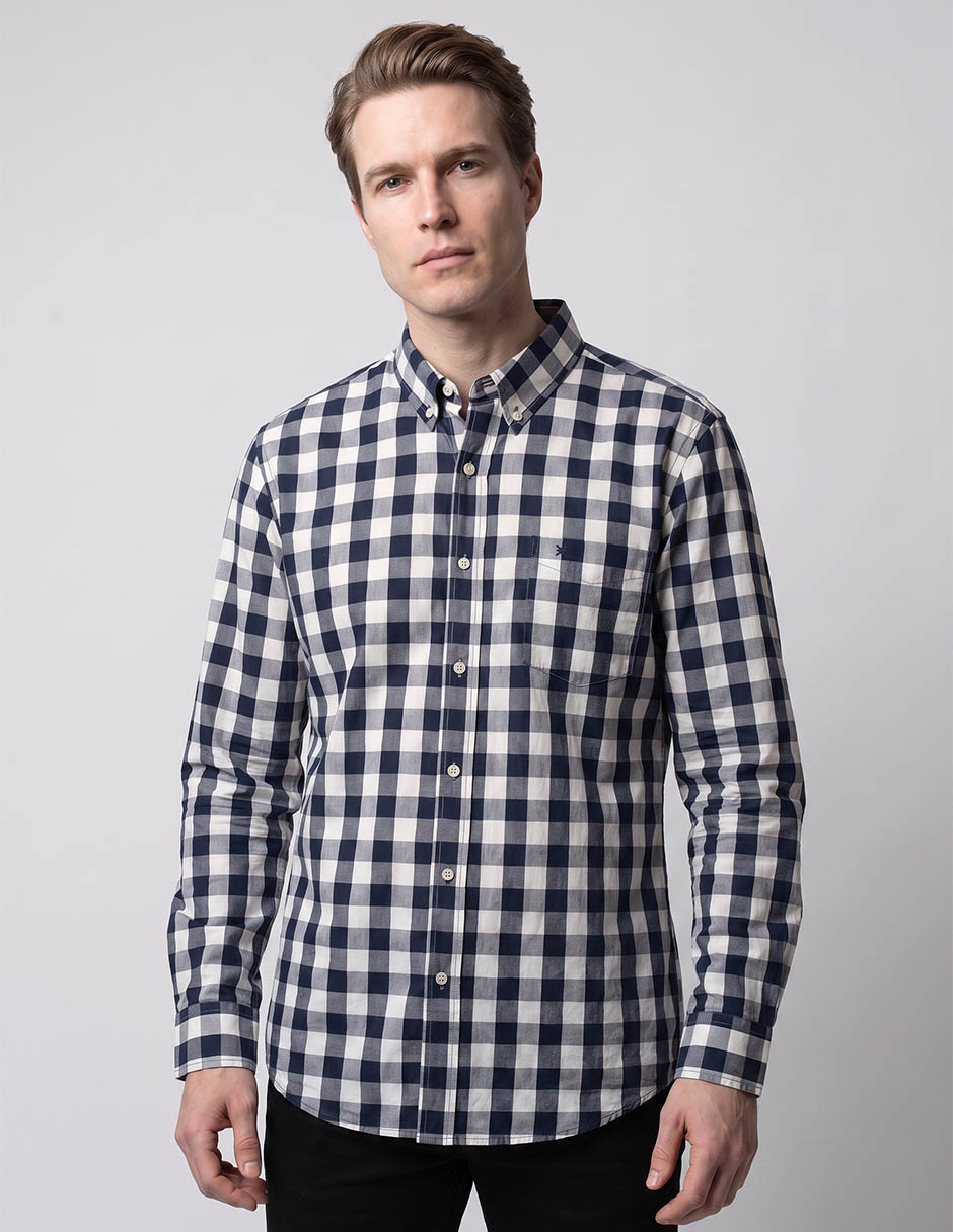 Camisa casual de algodón manga larga para hombre Camisa casual de algodón manga larga para hombre