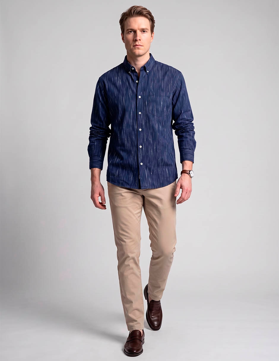Camisa casual de algodón manga larga para hombre