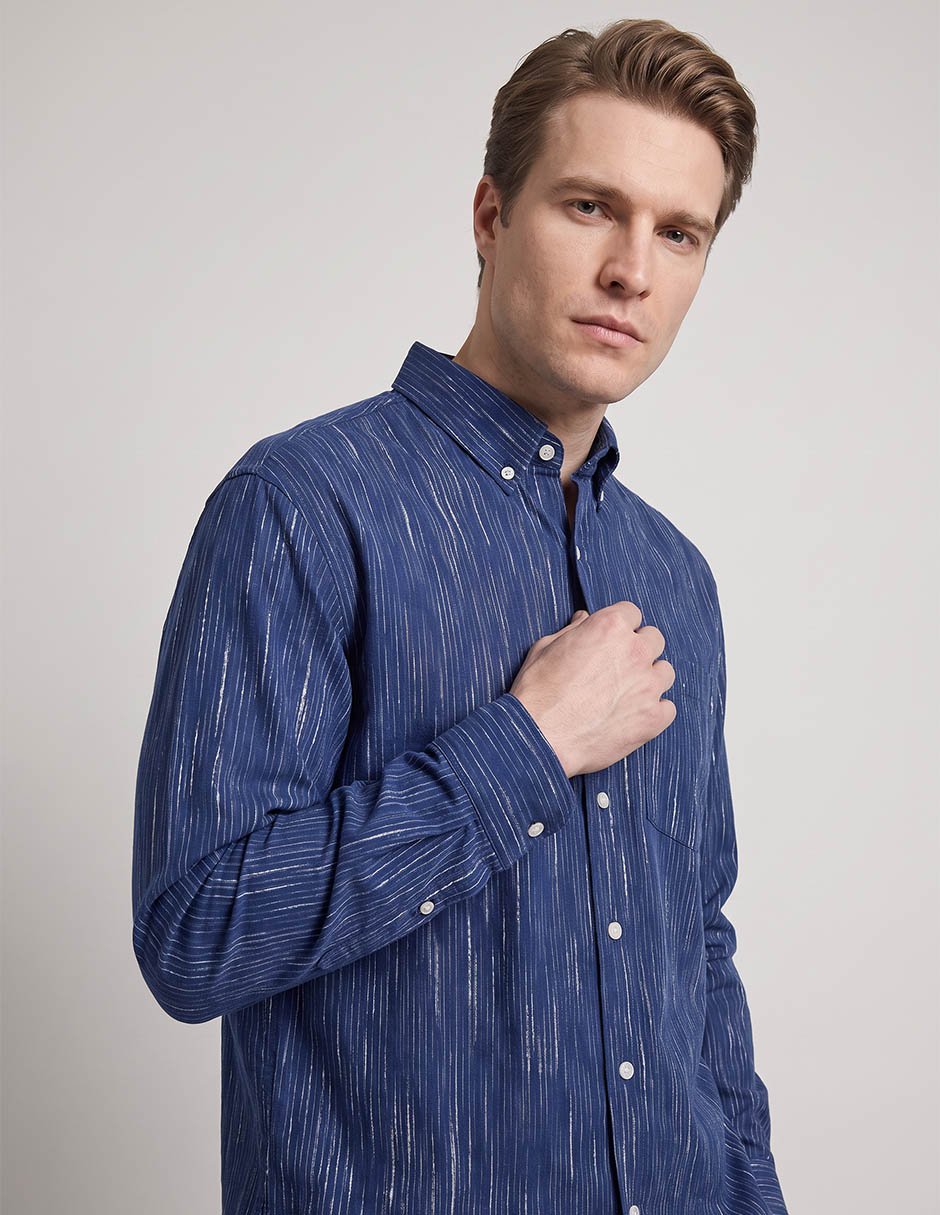 Camisa casual de algodón manga larga para hombre 4