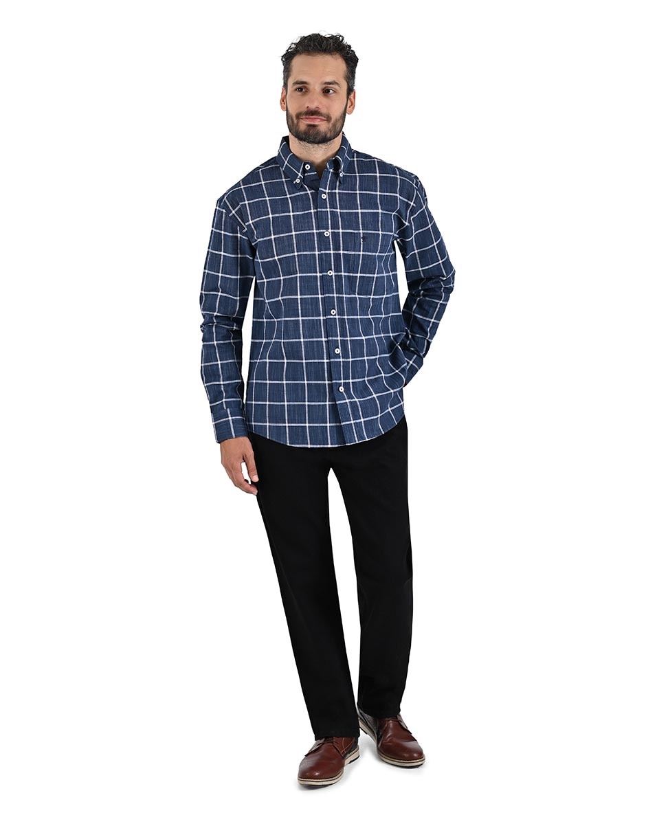 Camisa casual de algodón manga larga para hombre Camisa casual de algodón manga larga para hombre
