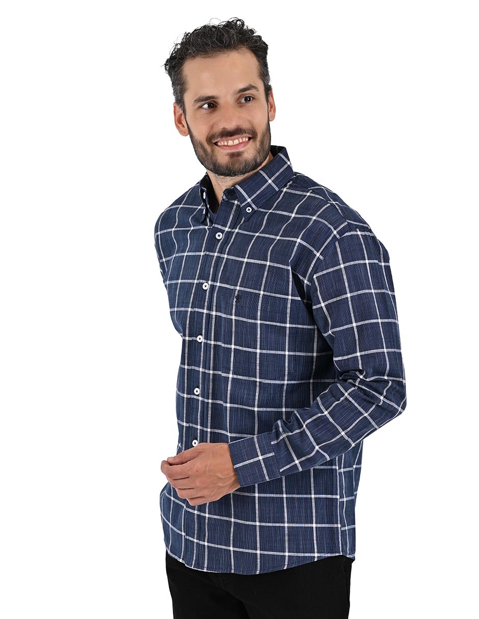 Camisa casual de algodón manga larga para hombre 4