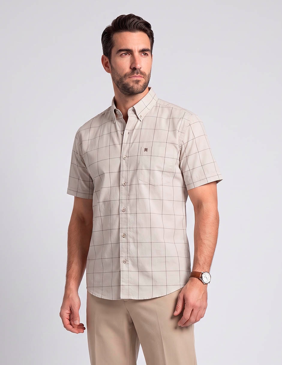 Camisa casual de algodón manga corta para hombre