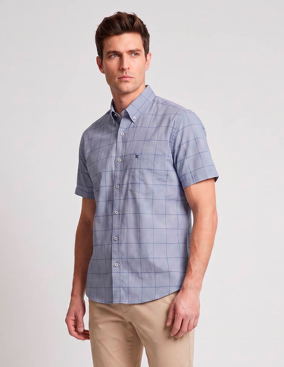 Camisa casual de algodón manga corta para hombre