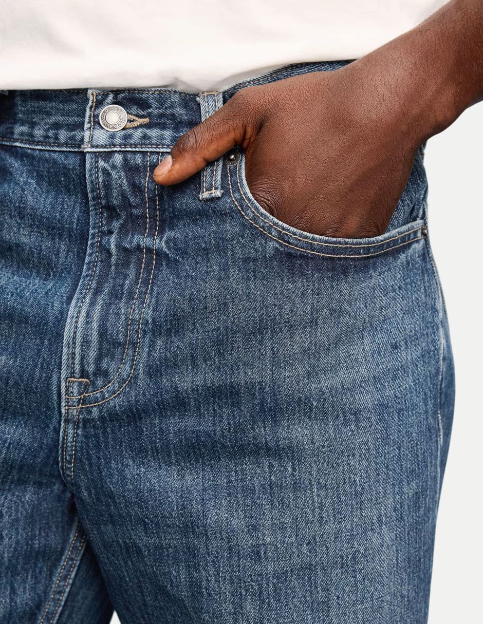Jeans loose lavado medio para hombre 4