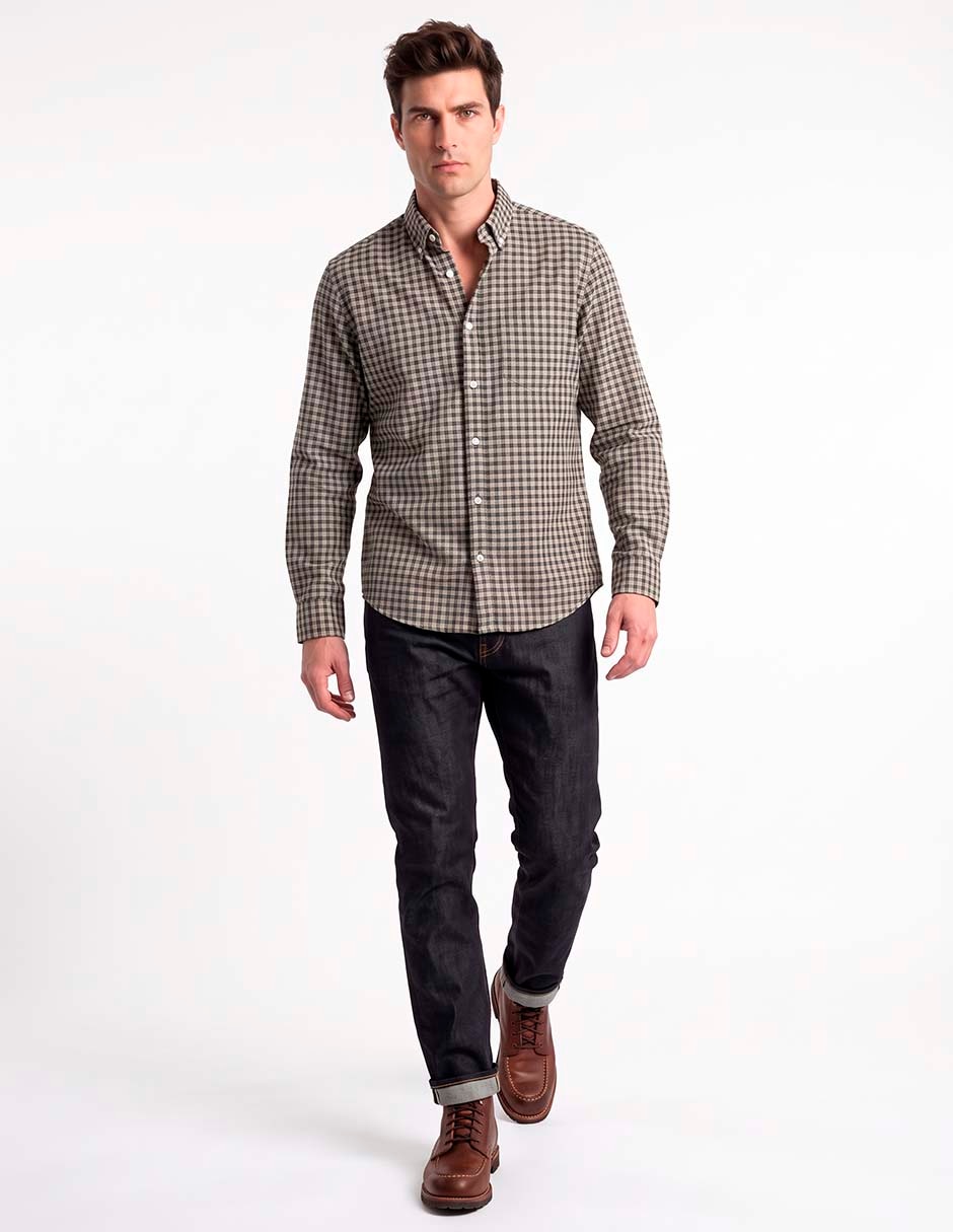 Camisa casual de algodón manga larga para hombre Camisa casual de algodón manga larga para hombre
