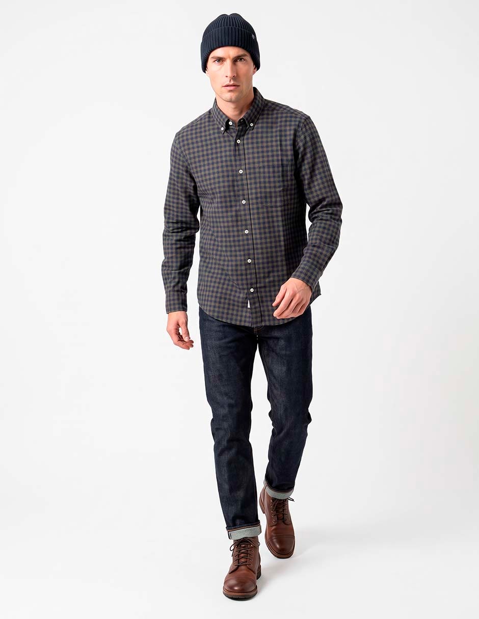 Camisa casual de algodón manga larga para hombre Camisa casual de algodón manga larga para hombre