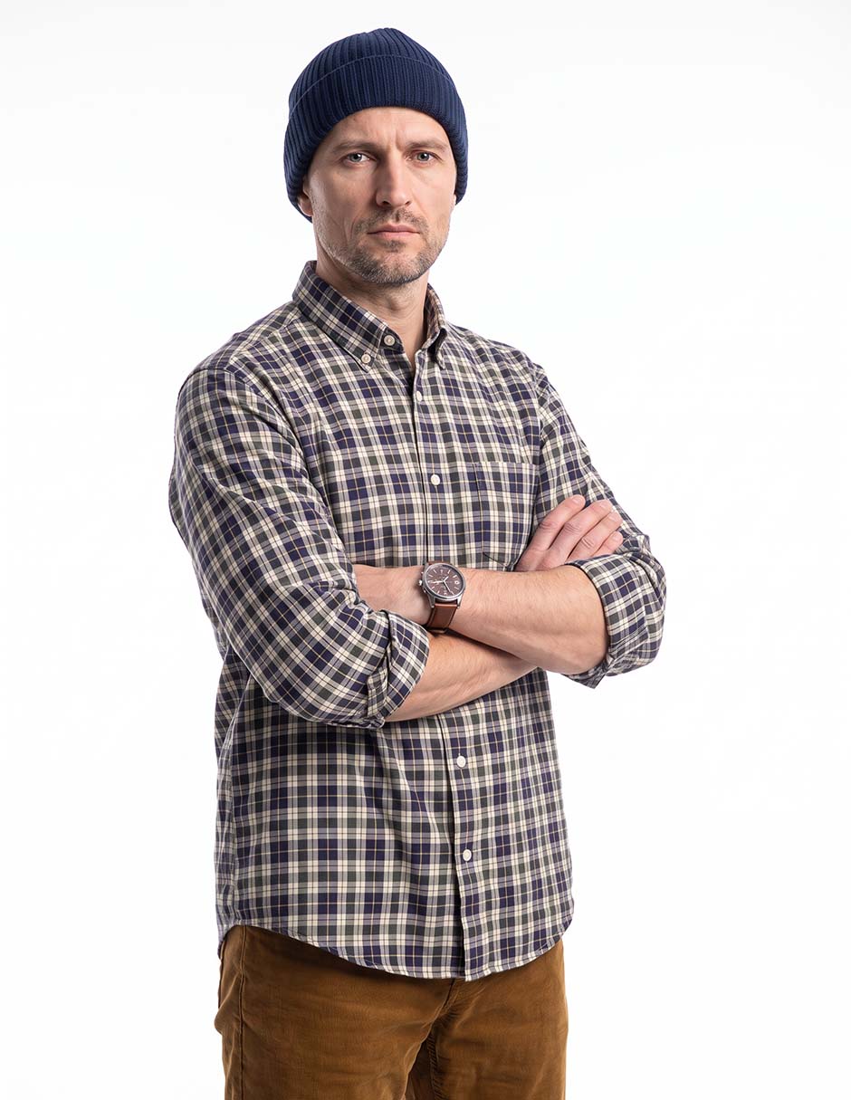 Camisa casual de algodón manga larga para hombre Camisa casual de algodón manga larga para hombre