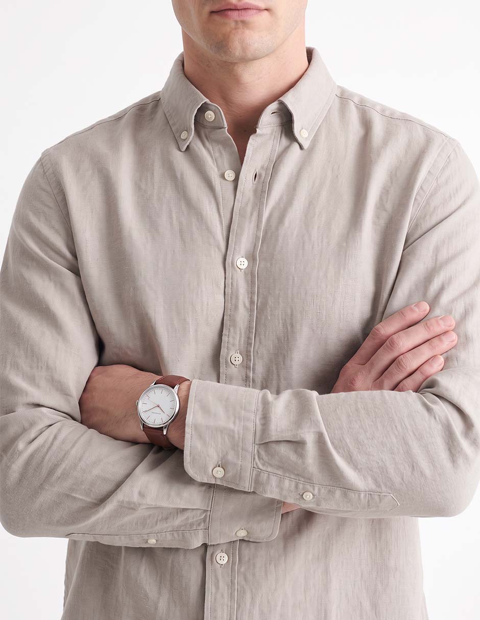 Camisa casual de algodón manga larga para hombre 2