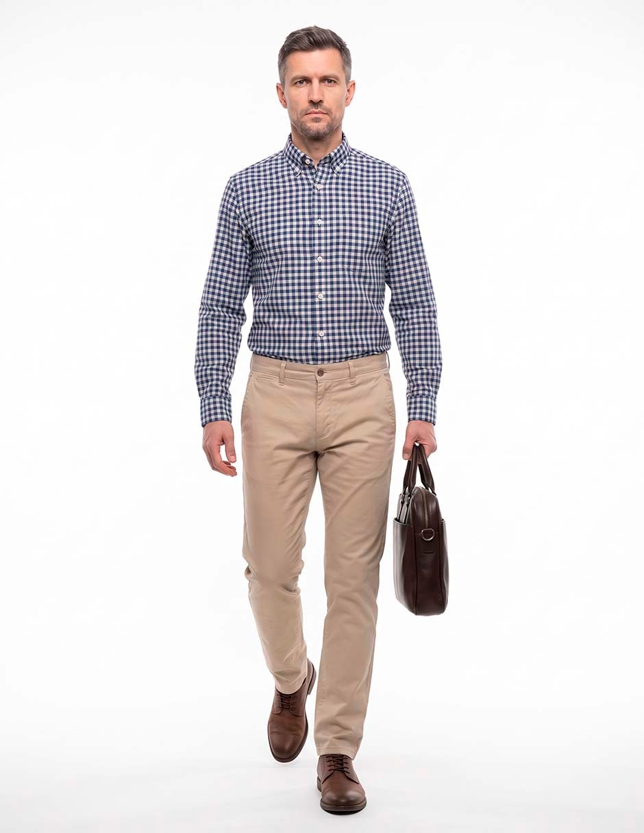 Camisa casual de algodón manga larga para hombre